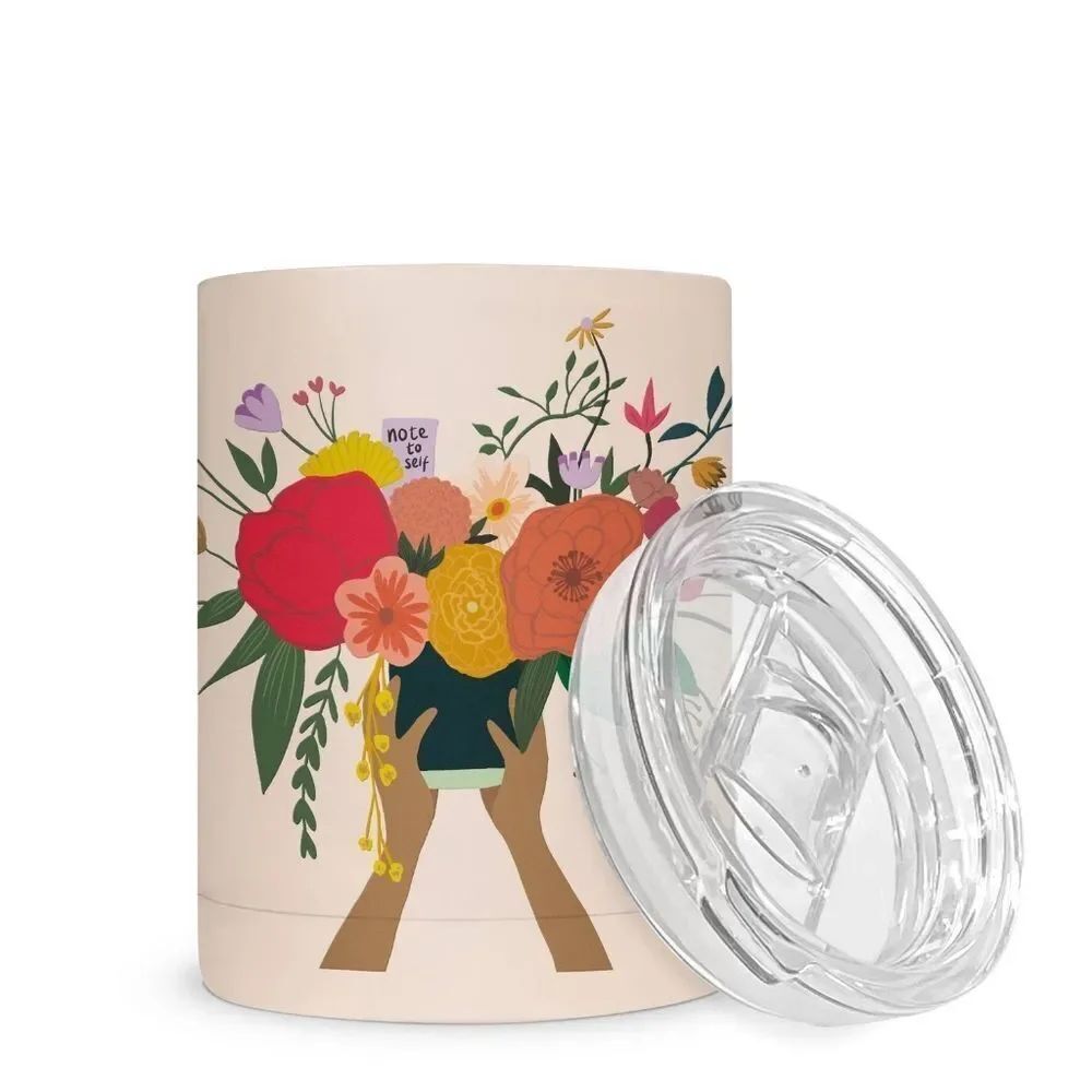 Floral Insulated Tumbler Note To Self Rambler- Cream and Multicolor NWT